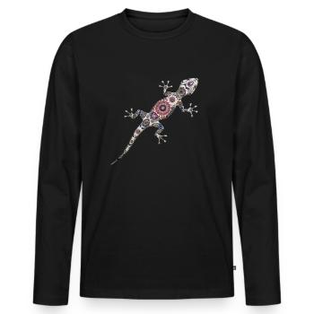 Lizard with pattern - Men's Premium Organic Long Sleeve Shirt - black - Front - Nico (187cm)
