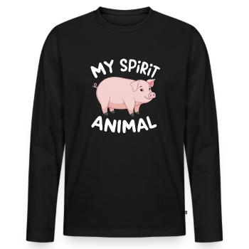 My Spirit Animal Pig - Männer Premium Bio Langarmshirt - Schwarz - Vorne - Nico (187cm)