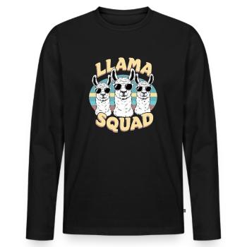 Llama Squad - Men's Premium Organic Long Sleeve Shirt - black - Front - Nico (187cm)