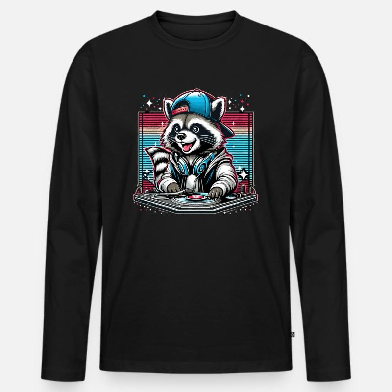 Wachbär DJ DJane Geschenk - Männer Premium Bio Langarmshirt - Schwarz