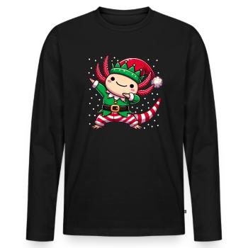 Christmas Axolotl Elf Funny Axolotl Lover - Men's Premium Organic Long Sleeve Shirt - black - Front - Nico (187cm)