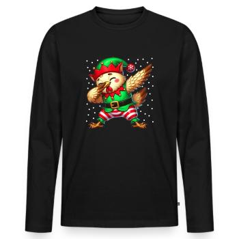 Christmas Chicken Funny Chicken Lover Farmer - Men's Premium Organic Long Sleeve Shirt - black - Front - Nico (187cm)