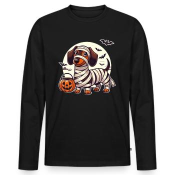 Dachshund Halloween Mummy Cute Dachshund Kids - Männer Premium Bio Langarmshirt - Schwarz - Vorne - Nico (187cm)