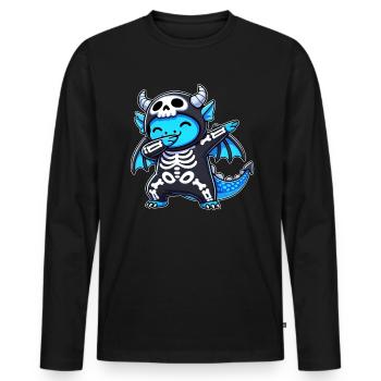 Halloween Skeleton Cute Dragon Men Women - Men's Premium Organic Long Sleeve Shirt - black - Front - Nico (187cm)