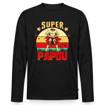 Super PAPOU Cadeau Meilleure Grand père du Vintage - T-shirt manches longues Premium bio Homme - noir - Devant - Nico (187cm)
