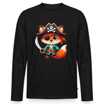 Fuchs Halloween Pirat Kinder Frauen Männer Fuchs - Männer Premium Bio Langarmshirt - Schwarz - Vorne - Nico (187cm)