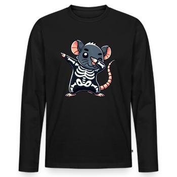 Rat Halloween Squelette Enfants Femmes Hommes Rat - T-shirt manches longues Premium bio Homme - noir - Devant - Nico (187cm)