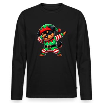 Rottweiler de Noël Elfe Drôle d’amateur de Rottweiler - T-shirt manches longues Premium bio Homme - noir - Devant - Nico (187cm)