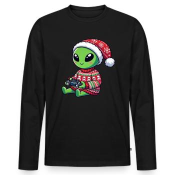 Weihnachten Gamer Alien Videospiele Gaming - Männer Premium Bio Langarmshirt - Schwarz - Vorne - Nico (187cm)