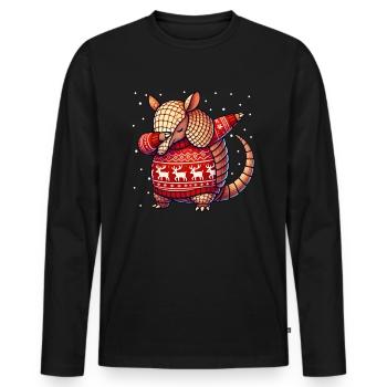 Christmas Armadillo Ugly Christmas - Men's Premium Organic Long Sleeve Shirt - black - Front - Nico (187cm)
