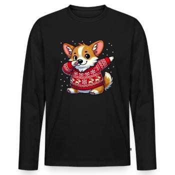 Weihnachten Corgi Welsh Corgi Ugly Weihnachten - Männer Premium Bio Langarmshirt - Schwarz - Vorne - Nico (187cm)