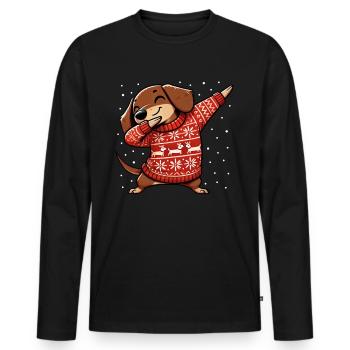 Noël Teckel Chien Teckel Moche Noël - T-shirt manches longues Premium bio Homme - noir - Devant - Nico (187cm)