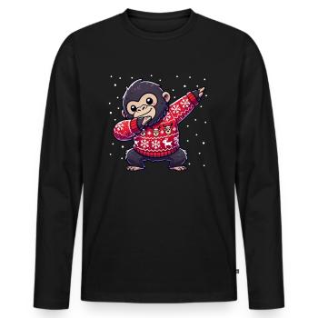 Weihnachten Gorilla Hässliche Weihnachten - Männer Premium Bio Langarmshirt - Schwarz - Vorne - Nico (187cm)