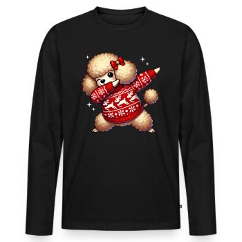 Christmas Poodle Lover Poodle Ugly - Men's Premium Organic Long Sleeve Shirt - black - Front - Nico (187cm)