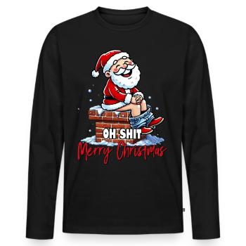 oh merde Joyeux Noël je déteste Noël moche - T-shirt manches longues Premium bio Homme - noir - Devant - Nico (187cm)