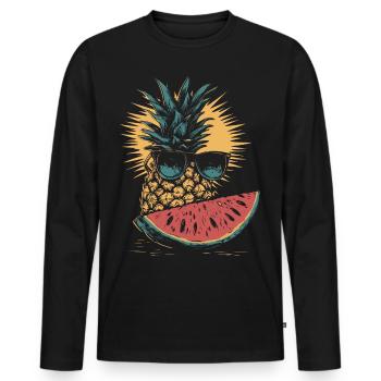 Pineapple and watermelon - Men's Premium Organic Long Sleeve Shirt - black - Front - Nico (187cm)