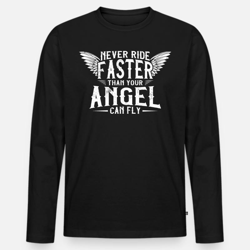 biker spruch engel flügel - Männer Premium Bio Langarmshirt - Schwarz