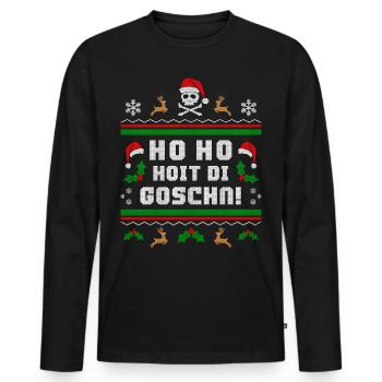 Ho Ho Hoit die Goschn! Weihnachten lustig Bayern - Männer Premium Bio Langarmshirt - Schwarz - Vorne - Nico (187cm)