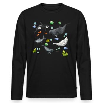 Whales, fish and ocean, water sports, marine animals - Men's Premium Organic Long Sleeve Shirt - black - Front - Nico (187cm)