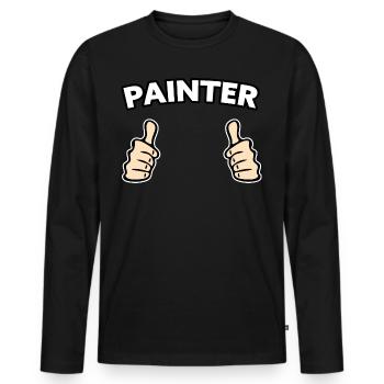 Painter Profession Gift Idea - Men's Premium Organic Long Sleeve Shirt - black - Front - Nico (187cm)