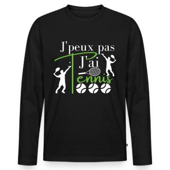 I Can't I Have Tennis 🎾 - Men's Premium Organic Long Sleeve Shirt - black - Front - Nico (187cm)