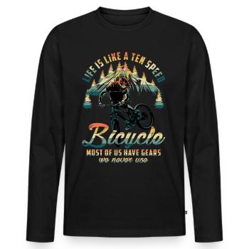 1 20 - Men's Premium Organic Long Sleeve Shirt - black - Front - Nico (187cm)