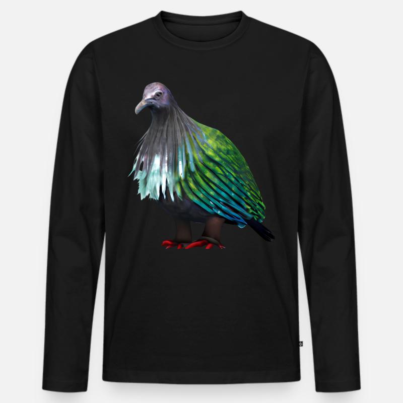 Kragentaube Illustration - Männer Premium Bio Langarmshirt - Schwarz