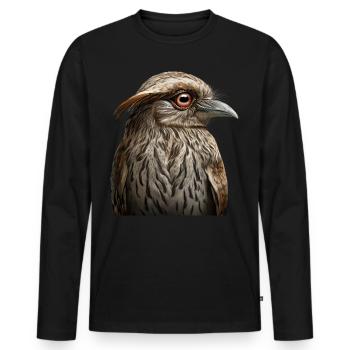 Potoo Bird Illustration - Men's Premium Organic Long Sleeve Shirt - black - Front - Nico (187cm)