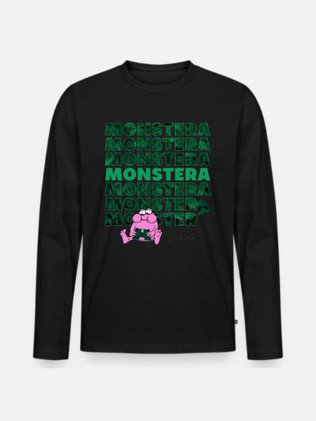 Monstera Monster - Men's Premium Organic Long Sleeve Shirt - black