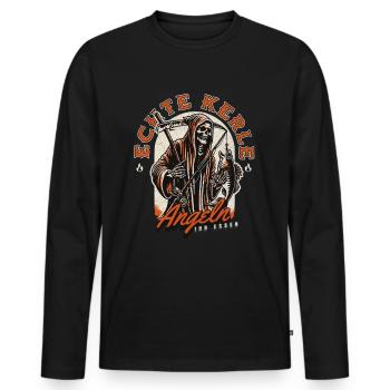 Real Guys Fishing Their Food - Funny Angel Desi - Men's Premium Organic Long Sleeve Shirt - black - Front - Nico (187cm)