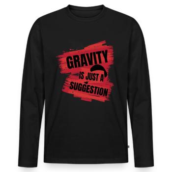 La gravité n’est qu’une suggestion – Parapente - T-shirt manches longues Premium bio Homme - noir - Devant - Nico (187cm)