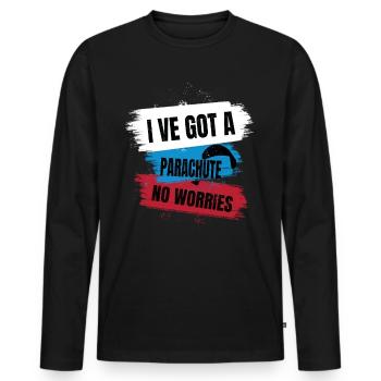 Solitude dans le ciel – Parapente - T-shirt manches longues Premium bio Homme - noir - Devant - Nico (187cm)
