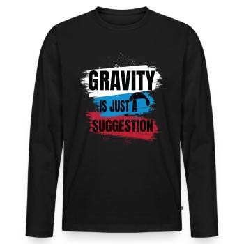 La gravité n’est qu’une suggestion – Parapente - T-shirt manches longues Premium bio Homme - noir - Devant - Nico (187cm)
