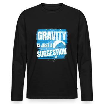 La gravité n’est qu’une suggestion – Parapente - T-shirt manches longues Premium bio Homme - noir - Devant - Nico (187cm)