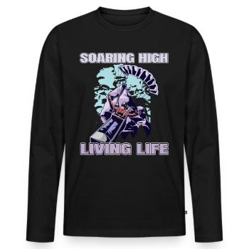 Soaring High Living Life – Paragliding Design - Men's Premium Organic Long Sleeve Shirt - black - Front - Nico (187cm)