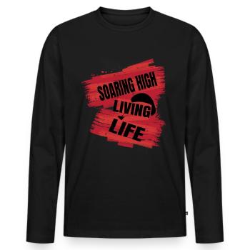 Soaring High Living Life – Paragliding Design - Men's Premium Organic Long Sleeve Shirt - black - Front - Nico (187cm)