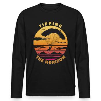 Tipping the Horizon - Paragliding Saying - Men's Premium Organic Long Sleeve Shirt - black - Front - Nico (187cm)