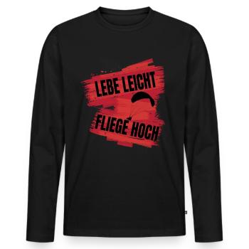 Vivre léger, voler haut - Le dicton du parapente - T-shirt manches longues Premium bio Homme - noir - Devant - Nico (187cm)