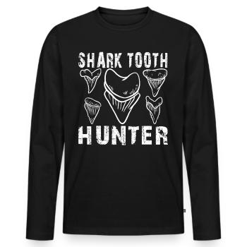 Haifischzahn Jäger Design Shark Tooth Hunter - Männer Premium Bio Langarmshirt - Schwarz - Vorne - Nico (187cm)