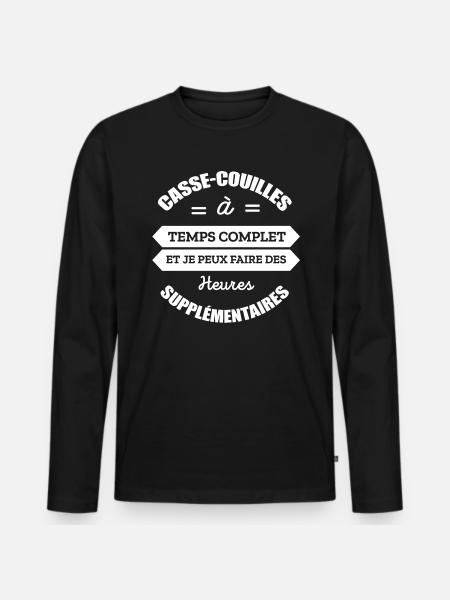 CASSE-COUILLES A TEMPS COMPLET - T-shirt manches longues Premium bio Homme - noir