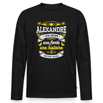 ALEXANDRE UN NOM UNE FIERTÉ AUCUN RIVAL - T-shirt manches longues Premium bio Homme - noir - Devant - Nico (187cm)