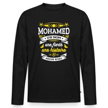 MOHAMED UN NOM UNE FIERTÉ AUCUN RIVAL - T-shirt manches longues Premium bio Homme - noir - Devant - Nico (187cm)