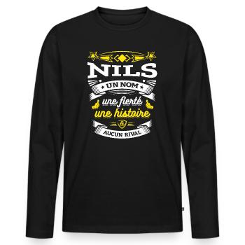 NILS UN NOM UNE FIERTÉ AUCUN RIVAL - T-shirt manches longues Premium bio Homme - noir - Devant - Nico (187cm)