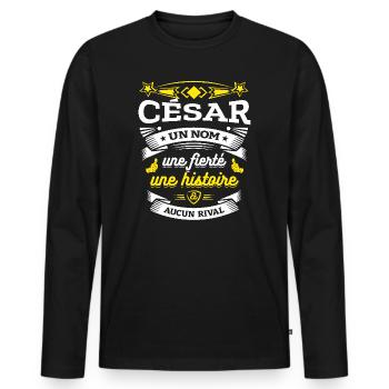CÉSAR UN NOM UNE FIERTÉ AUCUN RIVAL - T-shirt manches longues Premium bio Homme - noir - Devant - Nico (187cm)