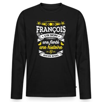 FRANÇOIS UN NOM UNE FIERTÉ AUCUN RIVAL - T-shirt manches longues Premium bio Homme - noir - Devant - Nico (187cm)