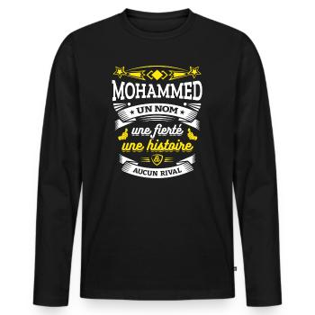 MOHAMMED UN NOM UNE FIERTÉ AUCUN RIVAL - T-shirt manches longues Premium bio Homme - noir - Devant - Nico (187cm)