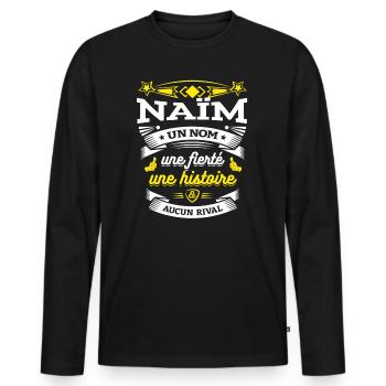 NAÏM UN NOM UNE FIERTÉ AUCUN RIVAL - T-shirt manches longues Premium bio Homme - noir - Devant - Nico (187cm)