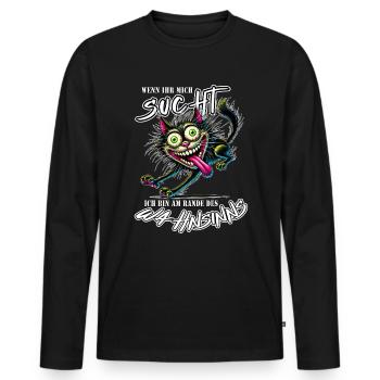Chat au bord de la folie Style BD - T-shirt manches longues Premium bio Homme - noir - Devant - Nico (187cm)