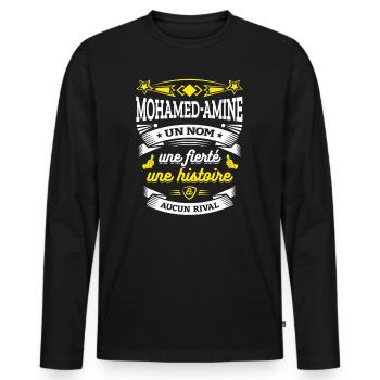 MOHAMED-AMINE UN NOM UNE FIERTÉ AUCUN RIVAL - T-shirt manches longues Premium bio Homme - noir - Devant - Nico (187cm)