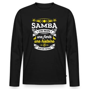 SAMBA UN NOM UNE FIERTÉ AUCUN RIVAL - T-shirt manches longues Premium bio Homme - noir - Devant - Nico (187cm)